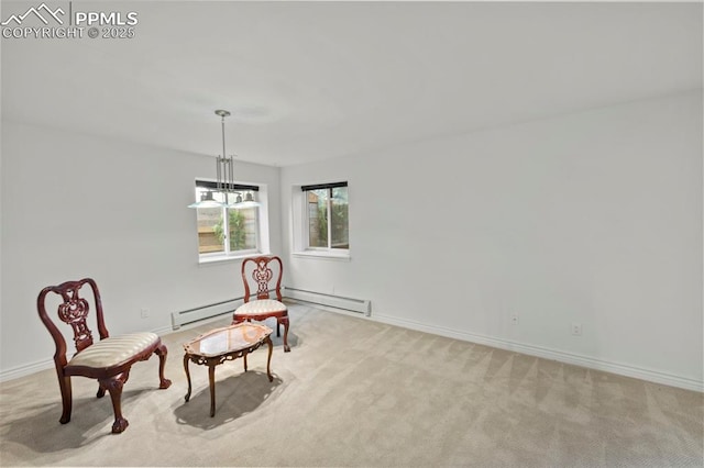 10 Desert Inn Way, Colorado Springs, CO 80921 - living area featuring carpet, a baseboard radiator, and baseboard heating