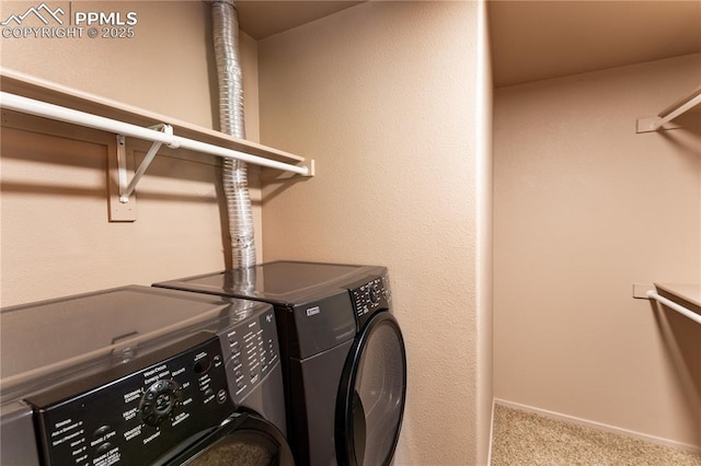 616 Tierra Verde Ct, Colorado Springs, CO 80904 - laundry room with washing machine and dryer and carpet