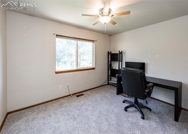 2457 Craycroft Dr, Colorado Springs, CO 80920 - office area featuring carpet flooring and a ceiling fan
