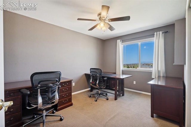 12275 Oregon Wagon Trl, Elbert, CO 80106 - home office featuring carpet and a ceiling fan