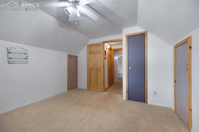 1112 W 4th St, Florence, CO 81226 - additional living space featuring carpet, vaulted ceiling, and ceiling fan