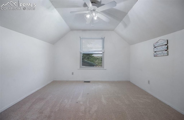 1112 W 4th St, Florence, CO 81226 - bonus room featuring carpet flooring, a ceiling fan, and vaulted ceiling