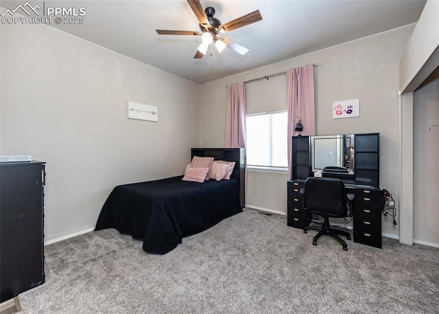 7145 Appletree Loop, Colorado Springs, CO 80925 - bedroom featuring carpet, an office area, and a ceiling fan