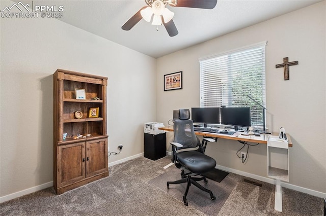 6107 Adamants Dr, Colorado Springs, CO 80924 - carpeted office with a ceiling fan and baseboards