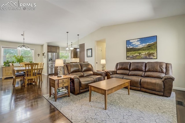 4734 Bunchberry Ln, Colorado Springs, CO 80917 - living area with wood finished floors and vaulted ceiling