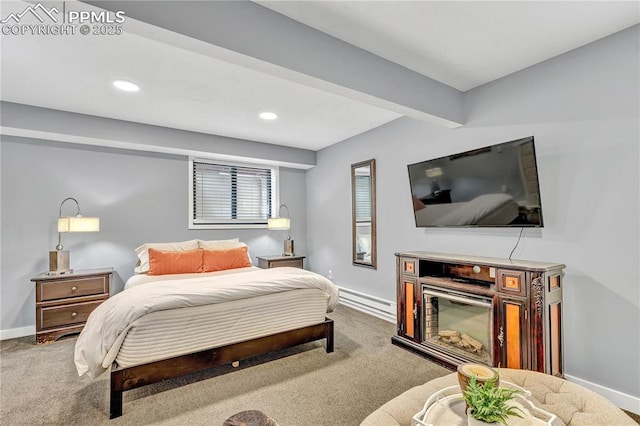 531 N Cedar St, Colorado Springs, CO 80903 - bedroom with carpet, recessed lighting, and a baseboard heating unit