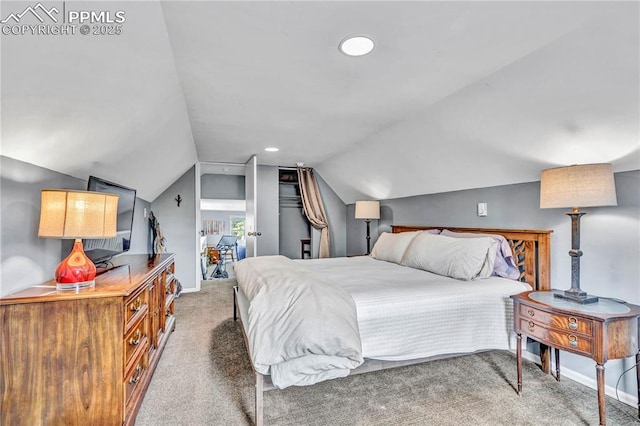 531 N Cedar St, Colorado Springs, CO 80903 - bedroom with light carpet and vaulted ceiling