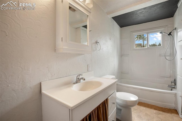 205 N Laurel St, Woodland Park, CO 80863 - full bathroom with a textured wall, vanity, and shower / bathtub combination