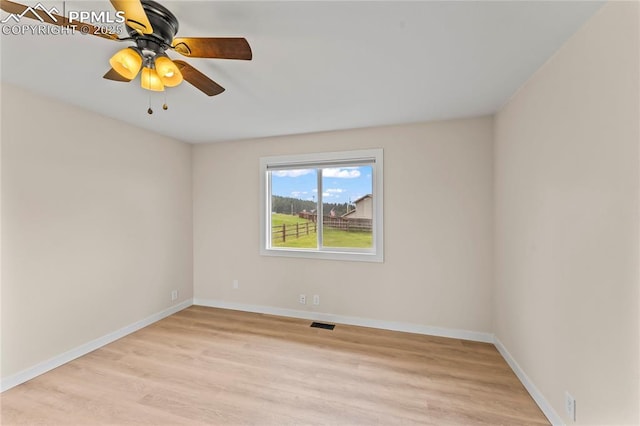 1005 Mountain View Rd, Woodland Park, CO 80863 - unfurnished room with light wood-type flooring and ceiling fan
