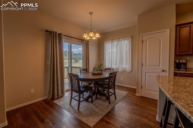 17529 Old Cherokee Trl, Colorado Springs, CO 80921 - dining area with a chandelier and dark wood-type flooring