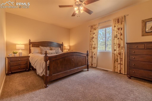 17529 Old Cherokee Trl, Colorado Springs, CO 80921 - carpeted bedroom featuring baseboards and a ceiling fan