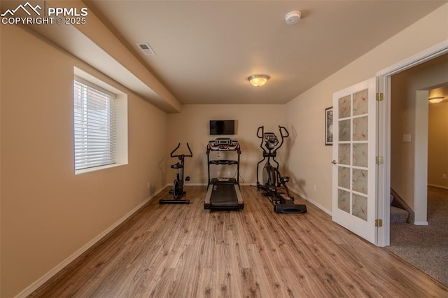 17529 Old Cherokee Trl, Colorado Springs, CO 80921 - exercise area with wood finished floors and baseboards