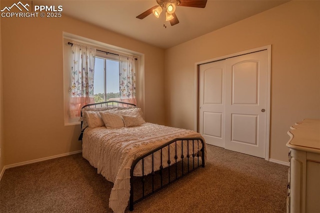 17529 Old Cherokee Trl, Colorado Springs, CO 80921 - bedroom featuring carpet floors, a closet, and ceiling fan
