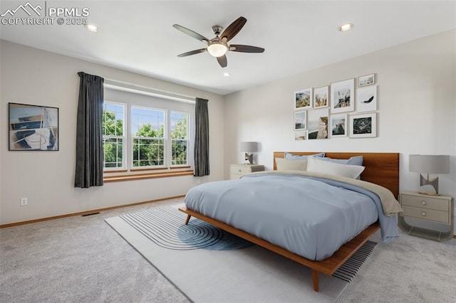 2664 Emerald Ridge Dr, Colorado Springs, CO 80920 - carpeted bedroom with recessed lighting and a ceiling fan