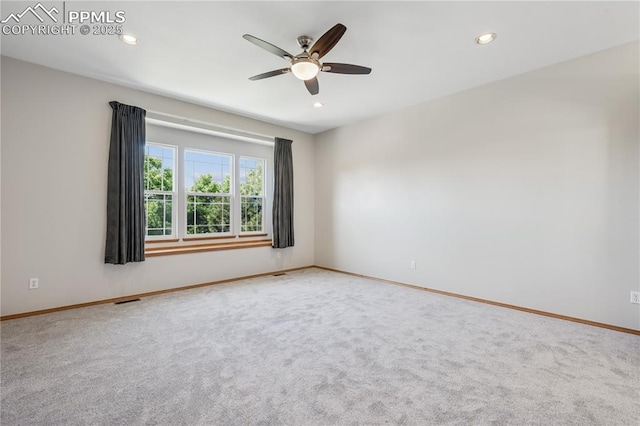 2664 Emerald Ridge Dr, Colorado Springs, CO 80920 - carpeted empty room featuring ceiling fan and recessed lighting