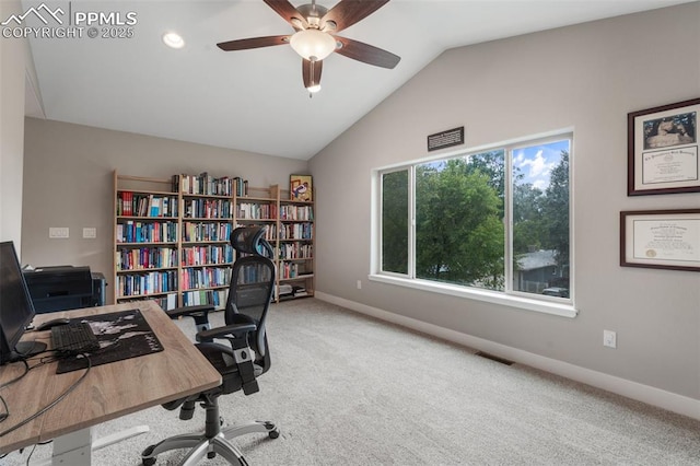 501 N Franklin St, Colorado Springs, CO 80903 - carpeted office featuring a ceiling fan and lofted ceiling