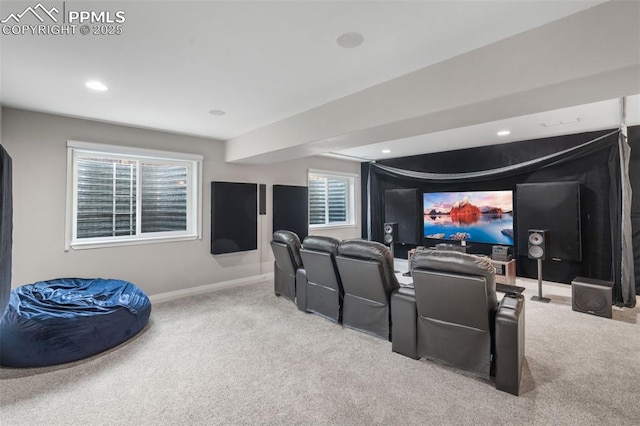 501 N Franklin St, Colorado Springs, CO 80903 - home theater featuring carpet flooring, recessed lighting, and plenty of natural light