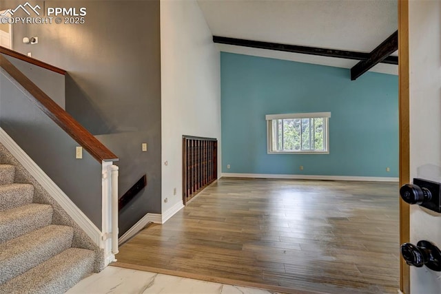 5926 Del Paz Dr, Colorado Springs, CO 80918 - unfurnished living room featuring wood finished floors and stairs