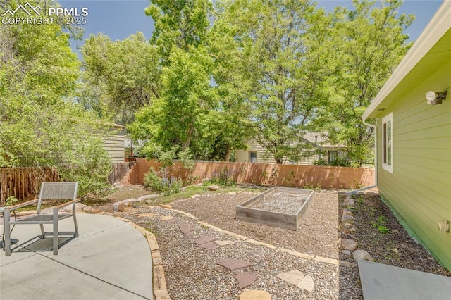 1607 N Chestnut St, Colorado Springs, CO 80907 - fenced backyard with a patio area and a vegetable garden