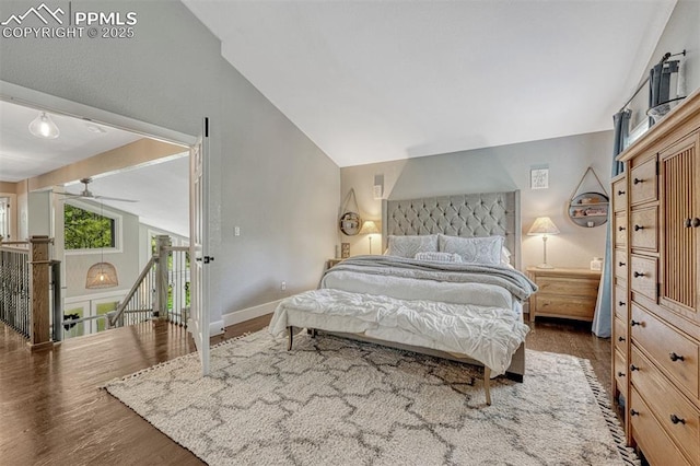 970 Bend In The Trail Rd, Monument, CO 80132 - bedroom with vaulted ceiling and wood finished floors