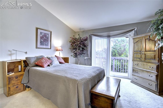 2527 Elite Ter, Colorado Springs, CO 80920 - carpeted bedroom featuring access to exterior and lofted ceiling