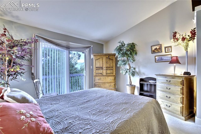 2527 Elite Ter, Colorado Springs, CO 80920 - carpeted bedroom featuring access to outside and vaulted ceiling