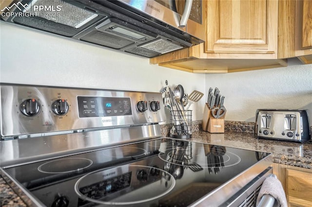 1633 N Chestnut St, Colorado Springs, CO 80907 - kitchen view of stainless steel electric stove and light brown cabinetry