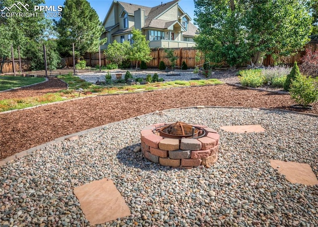 3730 Deep Haven Dr, Colorado Springs, CO 80920 - fenced backyard with a fire pit