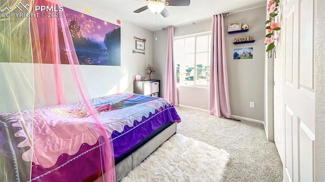6640 Backcountry Loop, Colorado Springs, CO 80927 - bedroom with carpet floors and a ceiling fan