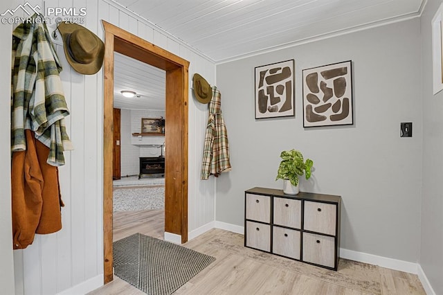 4540 Fountain Ave, Cascade, CO 80809 - hallway featuring wood finished floors and crown molding