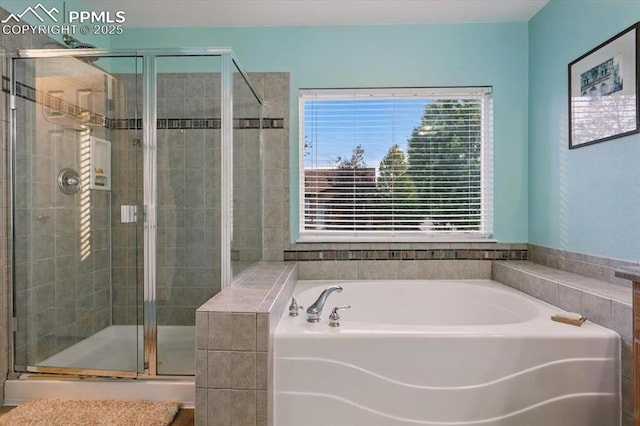 5584 Calamity Jane Ln, Colorado Springs, CO 80923 - bathroom featuring a garden tub and a stall shower