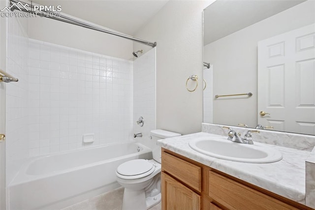 1562 Lookout Springs Dr, Colorado Springs, CO 80921 - bathroom featuring vanity, washtub / shower combination, and tile patterned flooring