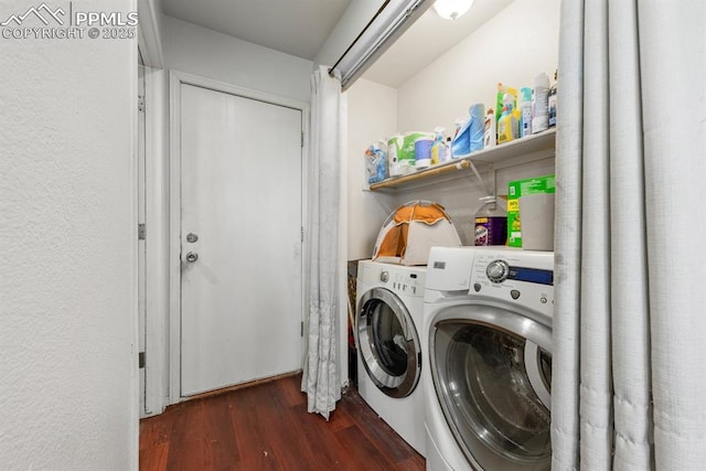 245 Turf Trail Pl, Fountain, CO 80817 - laundry room featuring wood finished floors and washer and clothes dryer