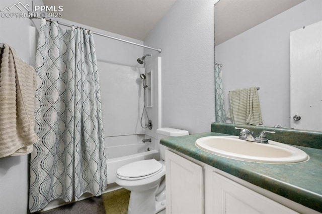 245 Turf Trail Pl, Fountain, CO 80817 - bathroom with vanity and shower / bath combo with shower curtain