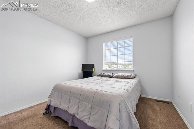 245 Turf Trail Pl, Fountain, CO 80817 - carpeted bedroom featuring a textured ceiling and baseboards