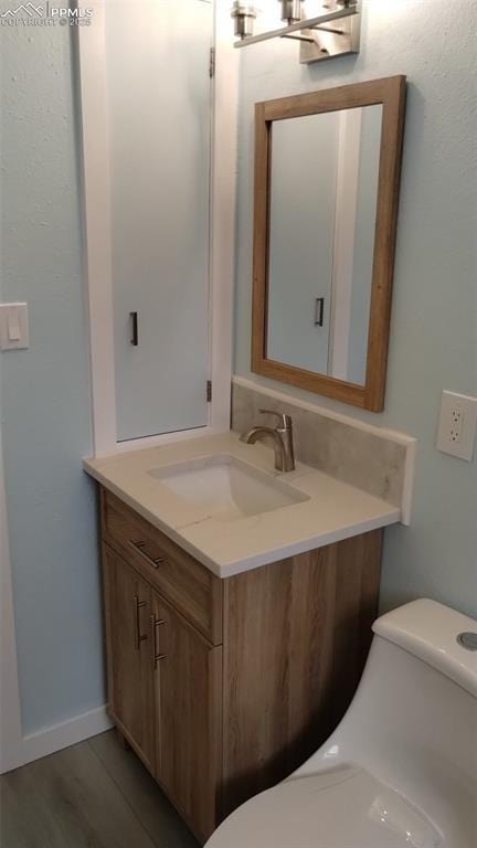 2118 N Chestnut St, Colorado Springs, CO 80907 - bathroom featuring vanity and wood finished floors