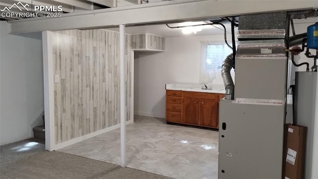 2118 N Chestnut St, Colorado Springs, CO 80907 - below grade area with light marble finish flooring and heating unit