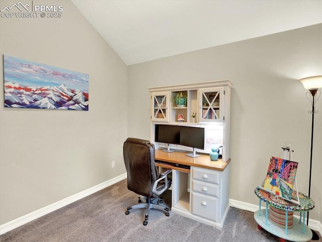 12646 Windingwalk Dr, Peyton, CO 80831 - home office with carpet floors and vaulted ceiling