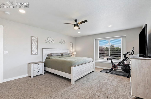 4914 Hawk Meadow Dr, Colorado Springs, CO 80916 - carpeted bedroom featuring recessed lighting and ceiling fan