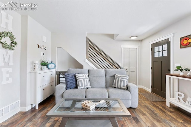 4914 Hawk Meadow Dr, Colorado Springs, CO 80916 - living room with hardwood / wood-style flooring and stairs