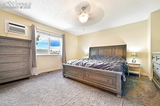 6290 Cording Ct, Colorado Springs, CO 80922 - bedroom with carpet floors, a textured ceiling, ceiling fan, and a wall unit AC