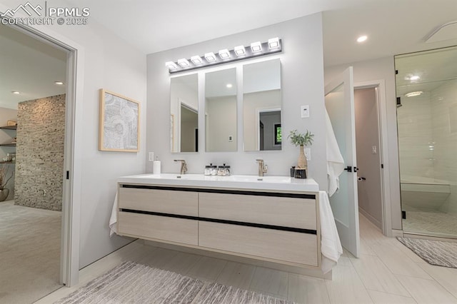 2510 Old Broadmoor Rd, Colorado Springs, CO 80906 - bathroom with double vanity and a stall shower