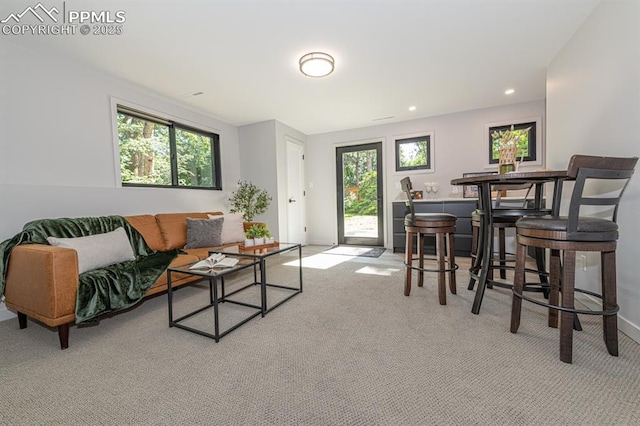 2510 Old Broadmoor Rd, Colorado Springs, CO 80906 - living room featuring light colored carpet and recessed lighting