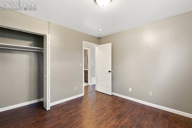 1443 Luna Dr, Fountain, CO 80817 - unfurnished bedroom with wood finished floors and a closet