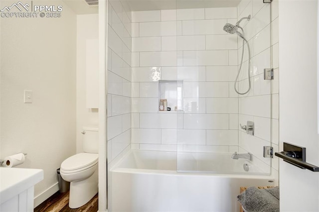 5775 Sonnet Hts, Colorado Springs, CO 80918 - full bath with vanity, shower / bath combination, and wood finished floors