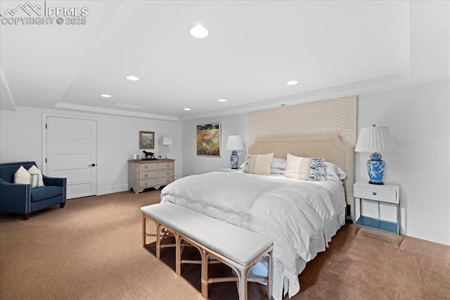 18 2nd St, Colorado Springs, CO 80906 - carpeted bedroom featuring recessed lighting and a tray ceiling