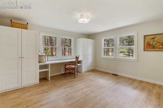 1320 Spring Valley Dr, Colorado Springs, CO 80921 - home office featuring light wood-type flooring and baseboards