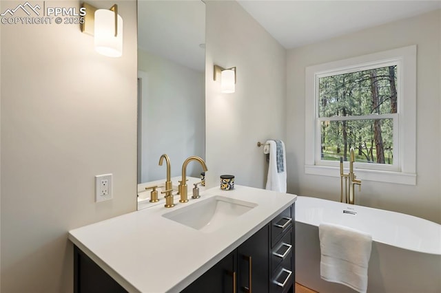 1320 Spring Valley Dr, Colorado Springs, CO 80921 - bathroom with vanity and a soaking tub