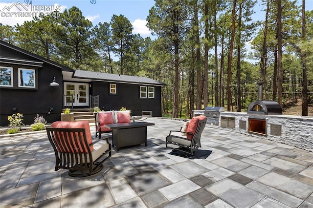 1320 Spring Valley Dr, Colorado Springs, CO 80921 - view of patio with french doors, area for grilling, and an outdoor hangout area