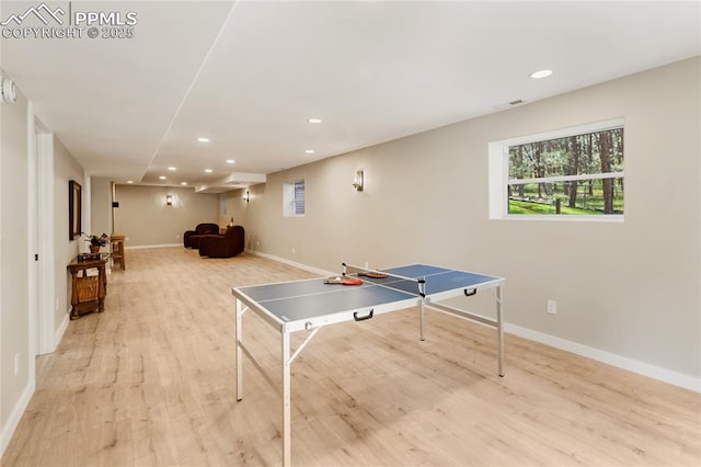 1320 Spring Valley Dr, Colorado Springs, CO 80921 - recreation room with recessed lighting and light wood finished floors